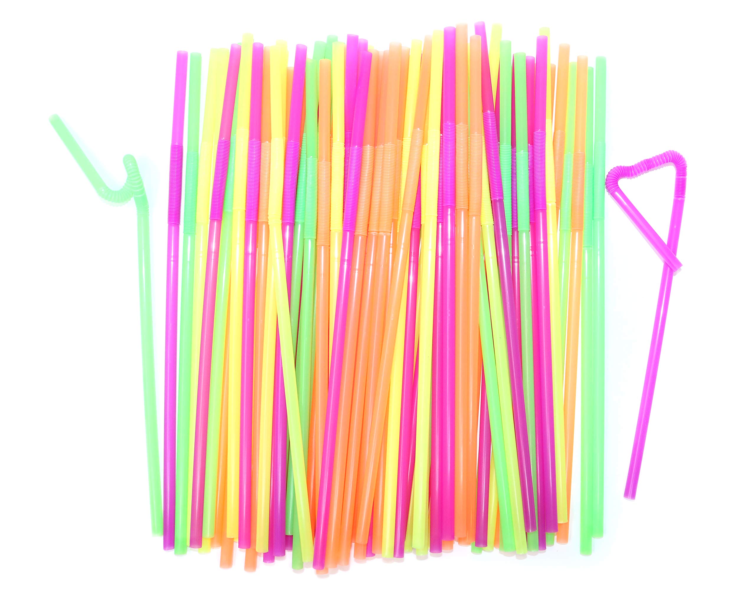 Flexible Neon Straws - BPA Free Plastic Straws - Colorful, Extra Long, Jumbo, 10'-12.75', 300 Pack - Image 7